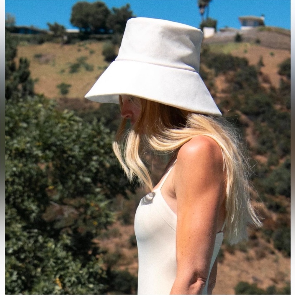 Janessa Leone Cream Wide-Brim Bucket Hat